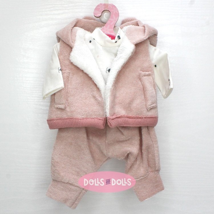 Ropa para muñecos Antonio Juan 33-34 cm - Conjunto rosa con chaleco con capucha