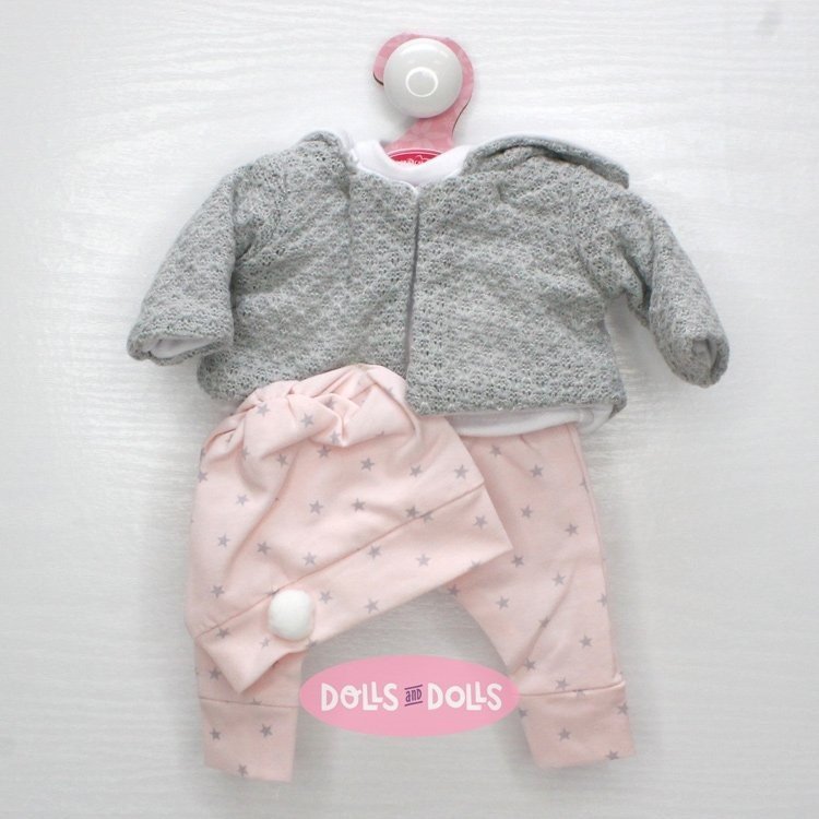 Ropa para muñecos Antonio Juan 33-34 cm - Conjunto rosa estrellas con chaqueta y gorro