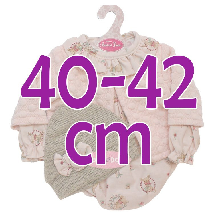 Ropa para muñecos Antonio Juan 40 - 42 cm - Colección Sweet Reborn - Conjunto conejitos con chaqueta y gorro