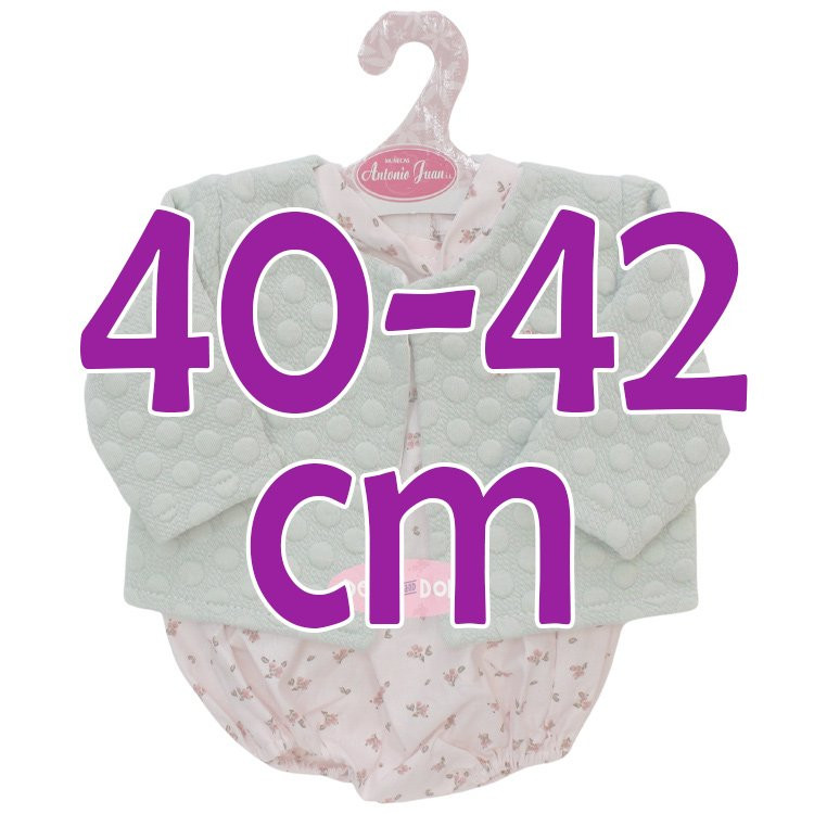 Ropa para muñecos Antonio Juan 40-42 cm - Pelele de flores con chaqueta verde