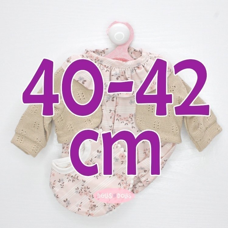 Ropa para muñecos Antonio Juan 40-42 cm - Pelele rayas-flores con chaqueta y pechito