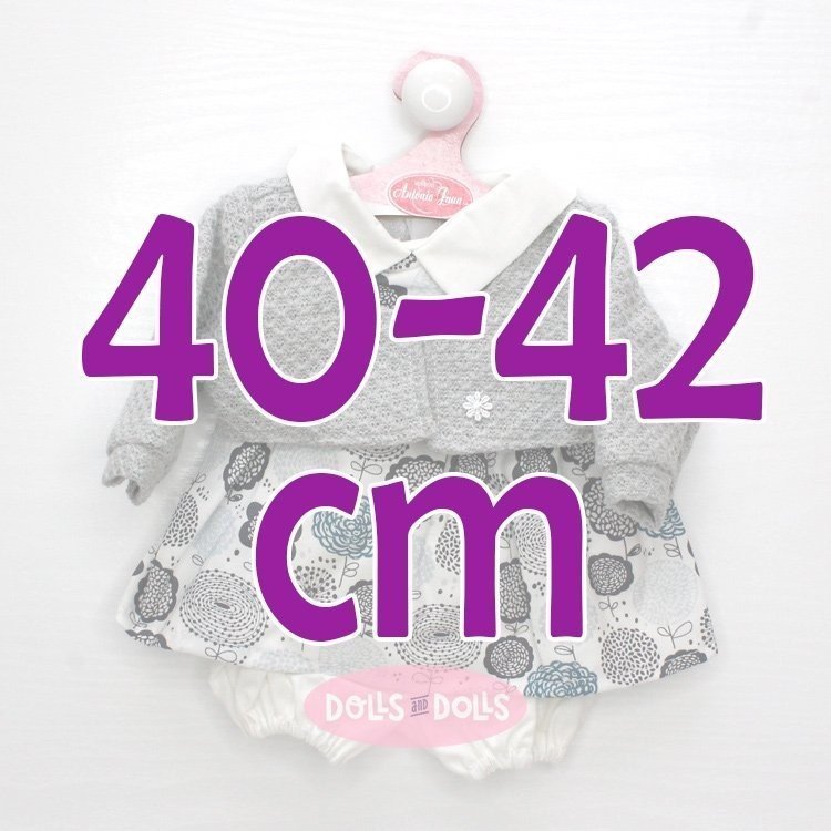 Ropa para muñecos Antonio Juan 40-42 cm - Vestido flores con chaqueta gris