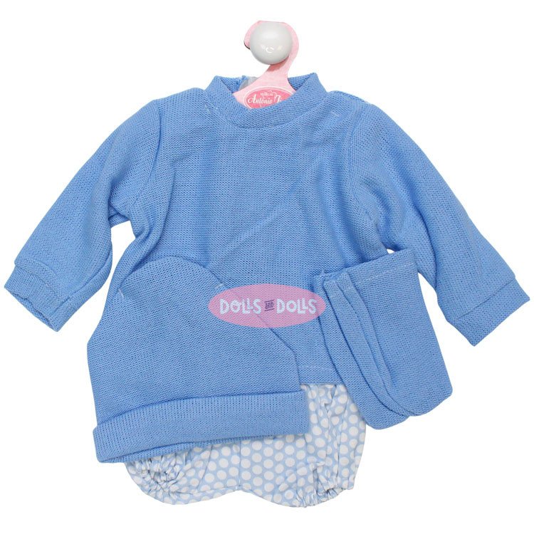 Ropa para muñecos Antonio Juan 52 cm - Colección Mi Primer Reborn - Conjunto azul con gorro y peúcos