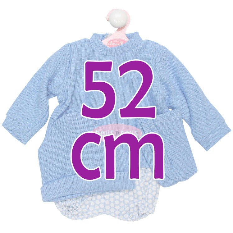 Ropa para muñecos Antonio Juan 52 cm - Colección Mi Primer Reborn - Conjunto azul con gorro y peúcos