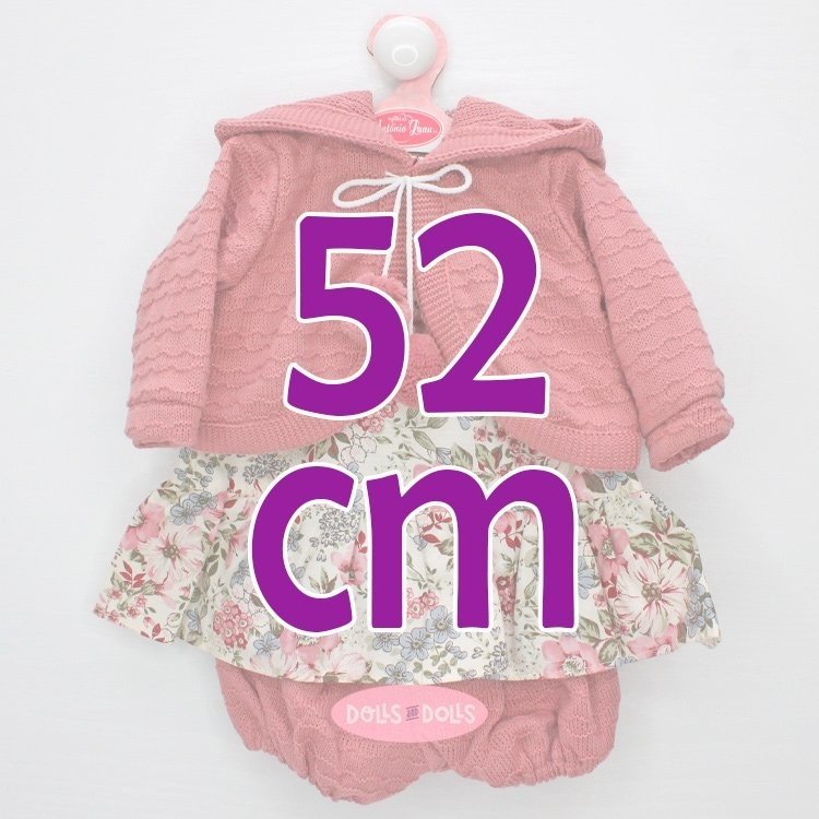 Ropa para muñecos Antonio Juan 52 cm - Colección Mi Primer Reborn - Vestido de flores con chaqueta