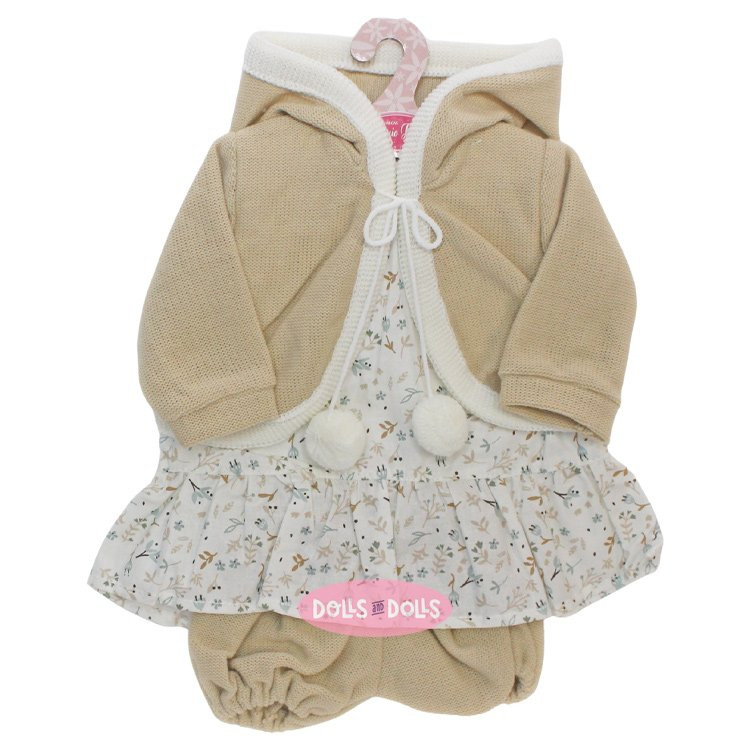 Ropa para muñecos Antonio Juan 52 cm - Colección Mi Primer Reborn - Conjunto beige con chaqueta