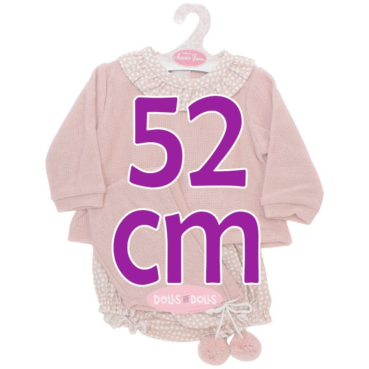 Ropa para muñecos Antonio Juan 52 cm - Colección Mi Primer Reborn - Conjunto rosa corazones con gorro