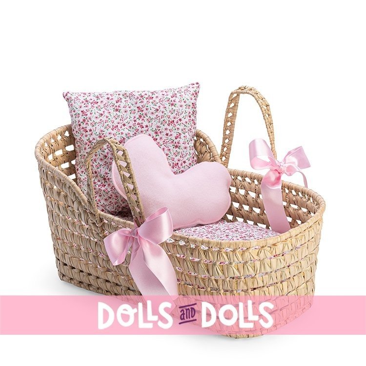 Complementos muñecas Así - Capazo palma rosa 50 cm