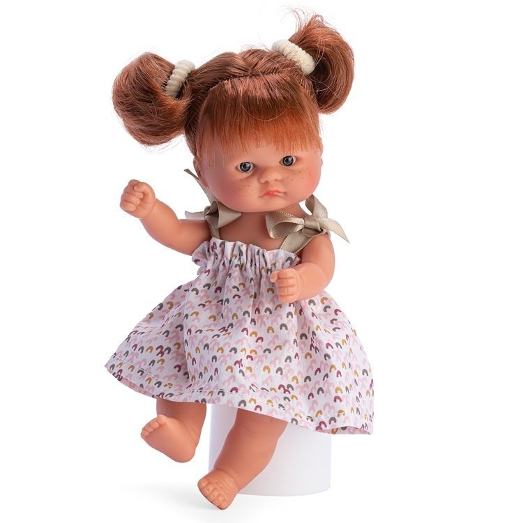 Muñeca  Así 20 cm - Bomboncín con vestido estampado y lazos verdes