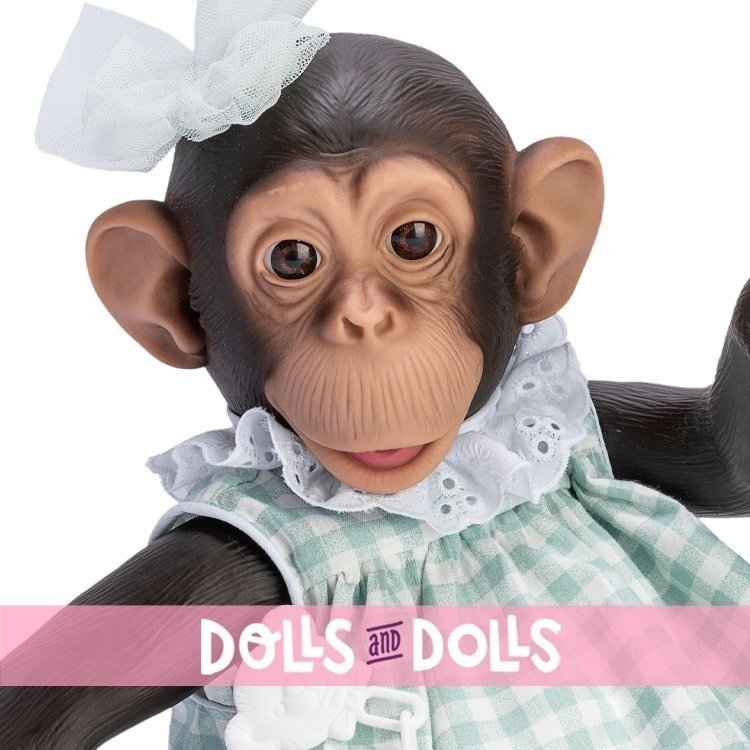 Muñeco animal Así 32 cm - Lola la Chimpancé con vestido verde