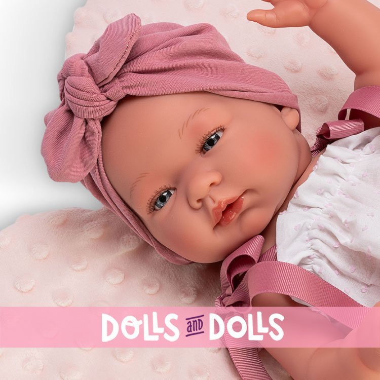 Muñeca Así 43 cm - María con conjunto pelele plumeti y cojín flor