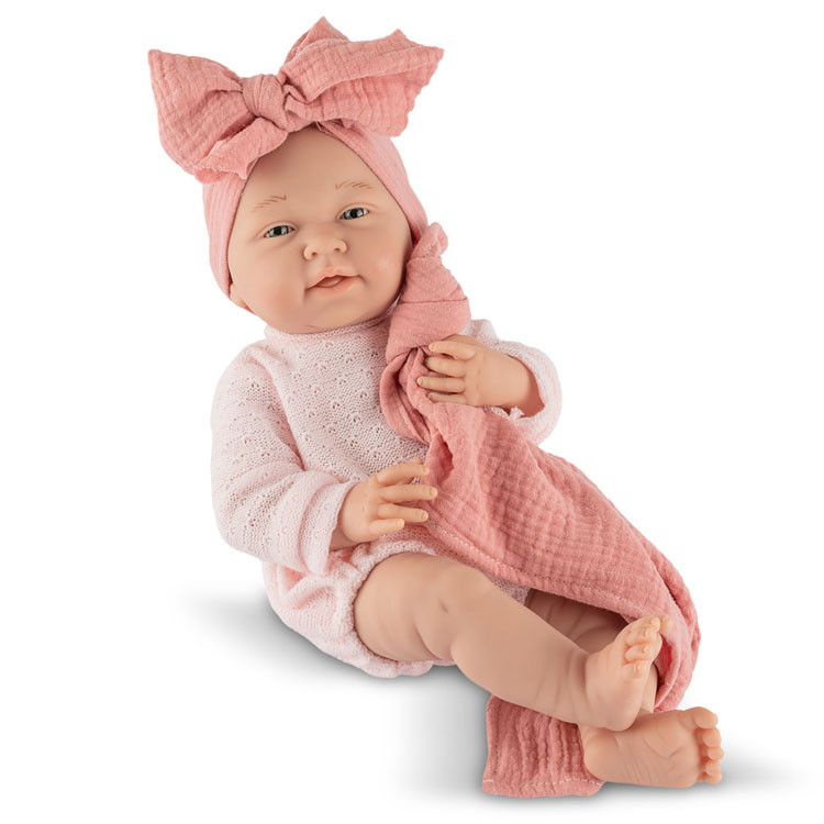 Muñeca Así 40 cm - Matti con pelele de punto rosa y mantita gasa