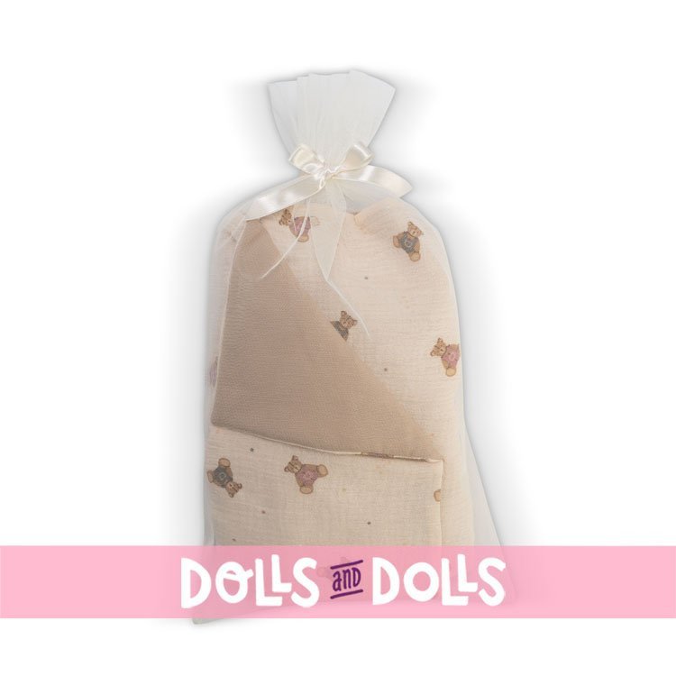 Complementos muñecas Así - Así Dreams - Colección Teddy musa camel - Set de edredón y almohada 56x31 cm