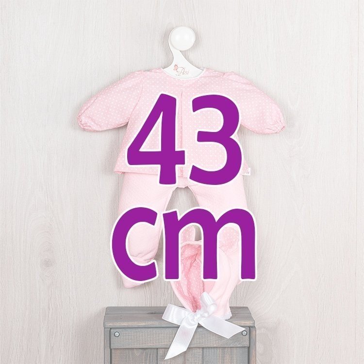 Ropa para Muñecas Así 43 cm - Conjunto corazones rosa con gorro con orejas para muñeca María