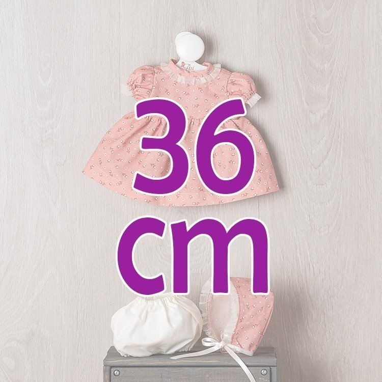 Ropa para Muñecas Así 36 cm - Vestido rosa con flor y tul beige para muñeco Koke
