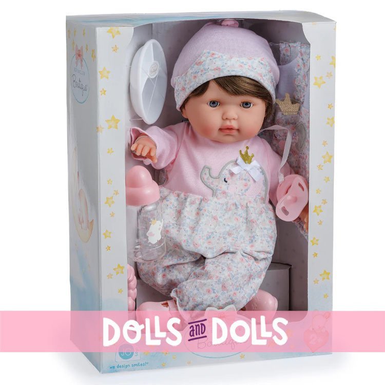 Muñeca Berenguer Boutique 38 cm - Morena con conjunto elefante y accesorios
