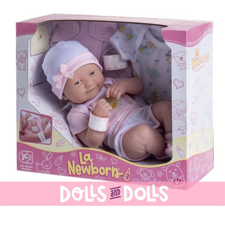 Muñeca Designed by Berenguer 36 cm - La newborn - Tiernos cuidados con boca cerrada y set de ropa