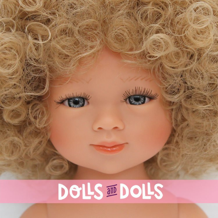 Muñeca D'Nenes 34 cm - Celia con pelo rubio rizado sin ropa
