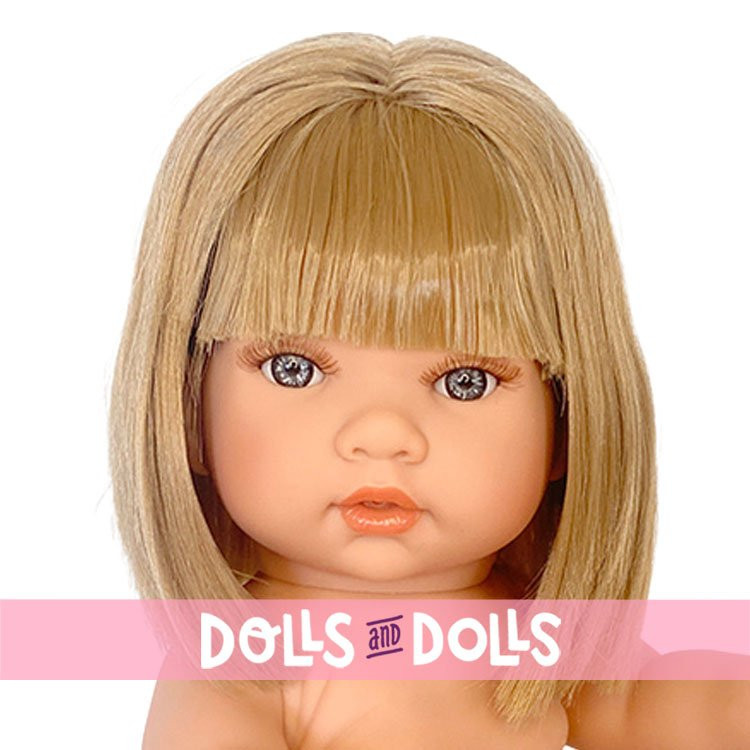Muñeca D'Nenes 34 cm - Lean chica con pelo rubio liso sin ropa