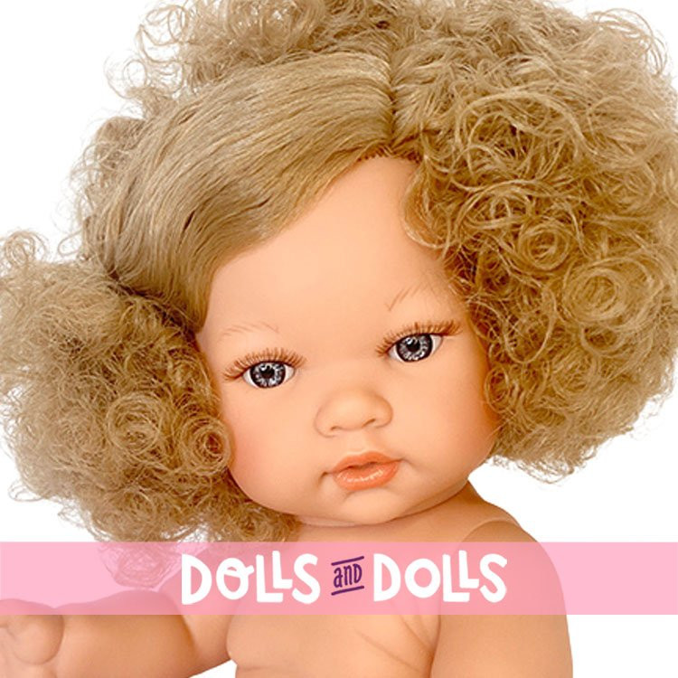 Muñeca D'Nenes 34 cm - Lean chica con pelo rubio con moños sin ropa