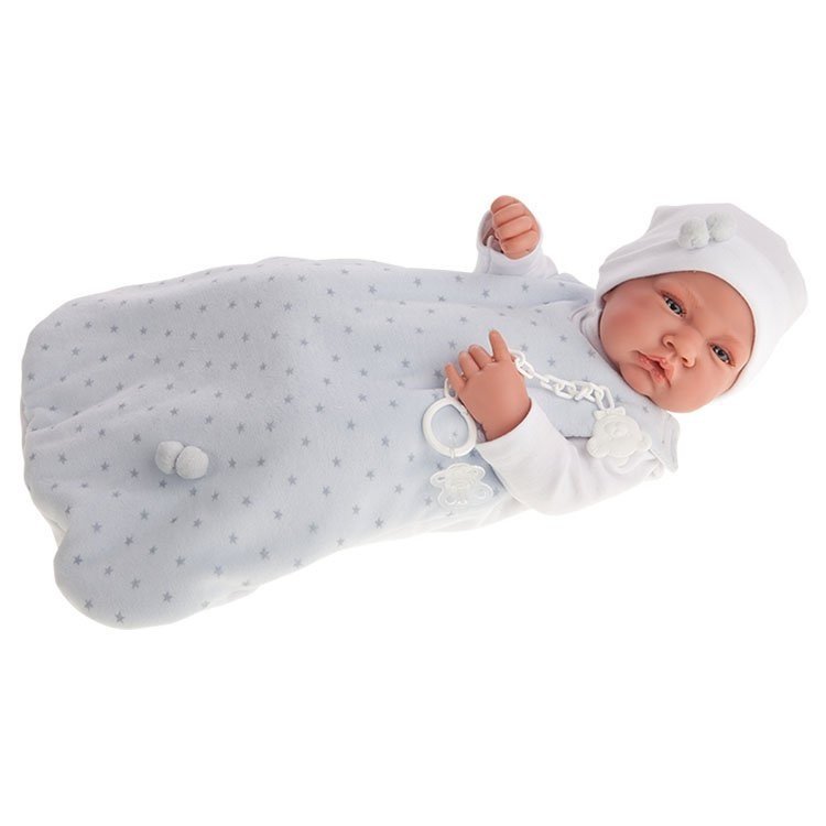Muñeco Antonio Juan 42 cm - Recién nacido saquito paseo