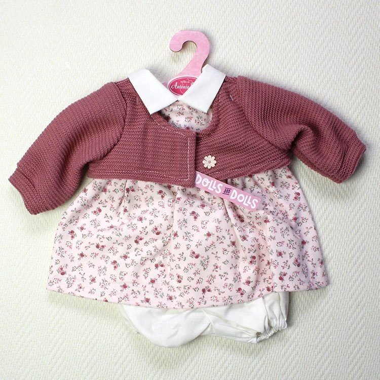 Ropa para muñecas Antonio Juan - Vestido floral con chaqueta rosa oscuro 40-42 cm