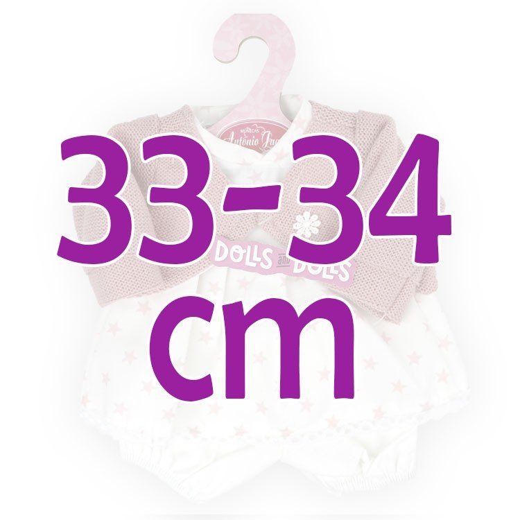 Ropa para muñecos Antonio Juan 33-34 cm - Conjunto estampado de estrellas rosa con chaqueta rosa