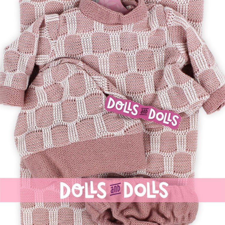 Ropa para muñecos Antonio Juan 33-34 cm - Conjunto de puntos rosa con gorro y manta a juego