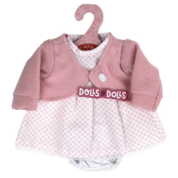 Ropa para muñecos Antonio Juan 33-34 cm - Conjunto estampado de cuadros rosa con chaqueta rosa