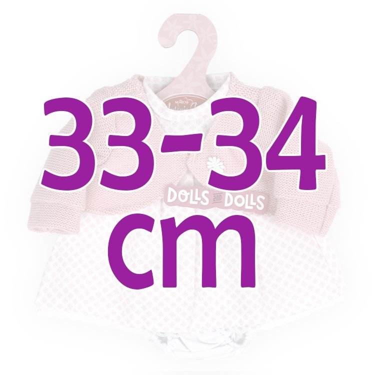 Ropa para muñecos Antonio Juan 33-34 cm - Conjunto estampado de cuadros rosa con chaqueta rosa