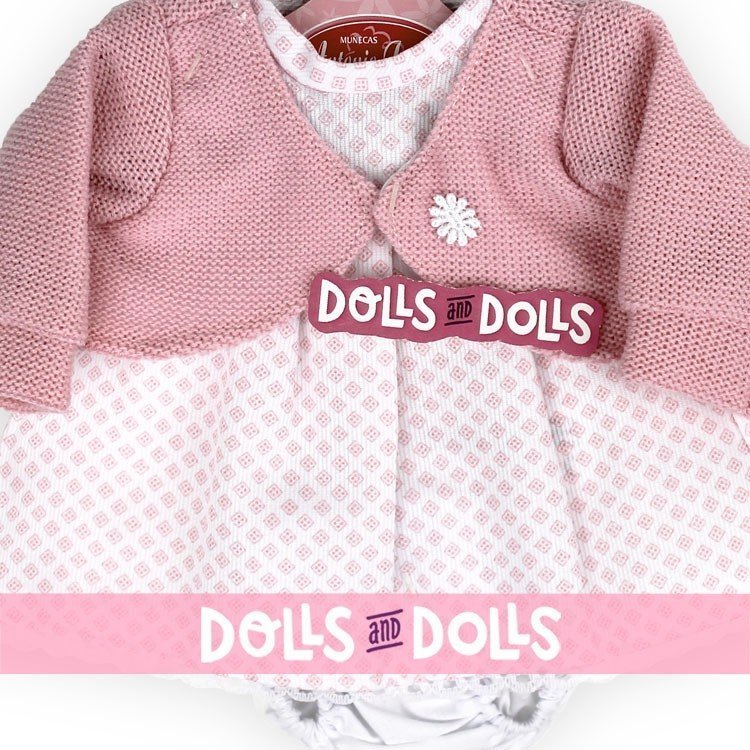 Ropa para muñecos Antonio Juan 33-34 cm - Conjunto estampado de cuadros rosa con chaqueta rosa