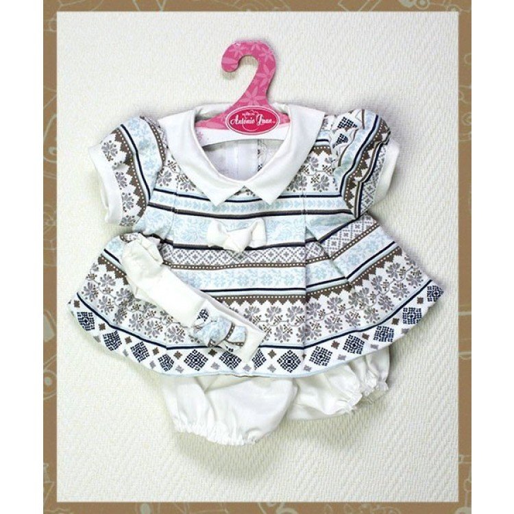 Ropa para muñecas Antonio Juan - Vestido grecas azul con diadema 40-42 cm