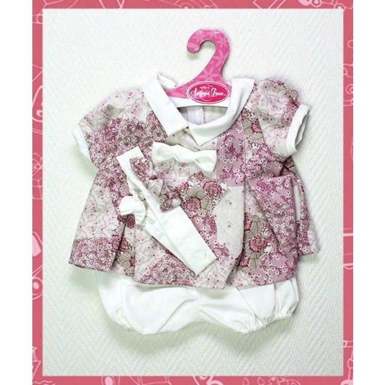 Ropa para muñecas Antonio Juan - Vestido rosa con estampado floral con diadema 40-42 cm