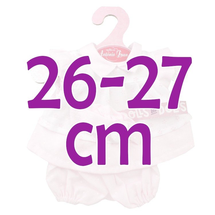 Ropa para muñecas Antonio Juan 26-27 cm - Conjunto estampado rosa con diadema