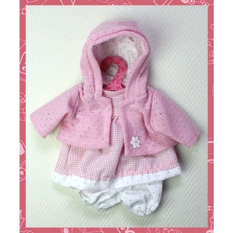 Ropa para muñecas Antonio Juan - Vestido cuadros y motas con chaqueta rosa 33-34 cm