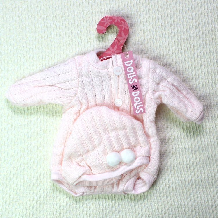 Ropa para muñecas Antonio Juan - Pelele rosa de manga larga con gorro 33-34 cm