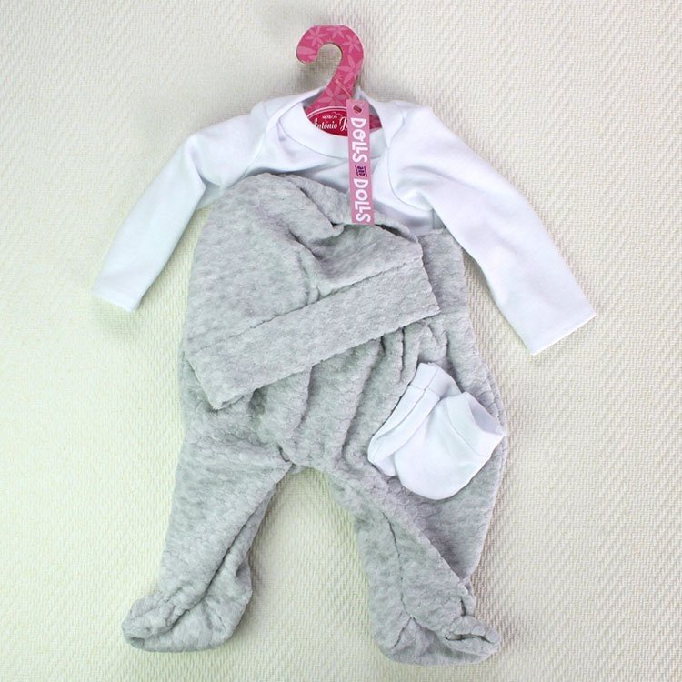 Antonio Juan - Body manga larga, polainas, gorro y manoplas gris-blanco 40-42 cm