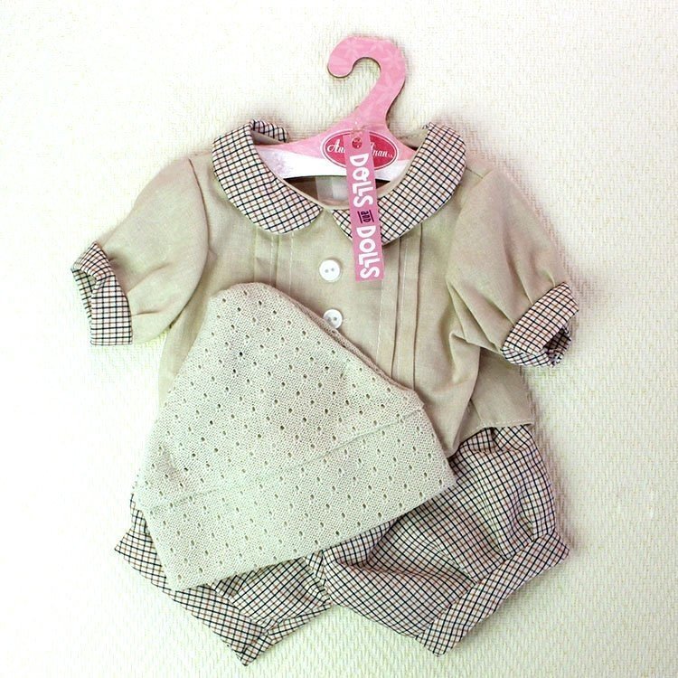 Antonio Juan - Conjunto cuadros marrones con gorro beige 40-42 cm