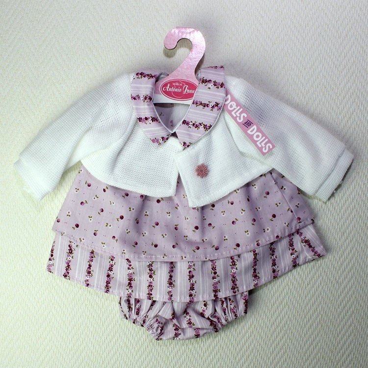 Antonio Juan - Vestido lila y blanco con flores con chaqueta blanca 40-42 cm