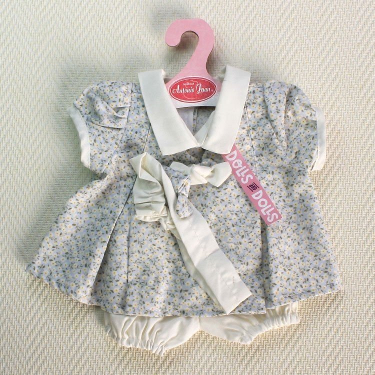 Ropa para muñecas Antonio Juan - Vestido azul con pequeñas florecitas con diadema 40-42 cm