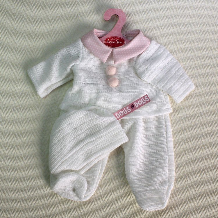 Ropa para muñecas Antonio Juan - Conjunto blanco de punto rayas con gorro 40-42 cm