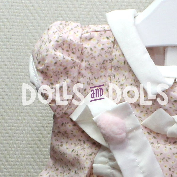 Ropa para muñecas Antonio Juan 40-42 cm - Vestido rosa con pequeñas florecitas con diadema
