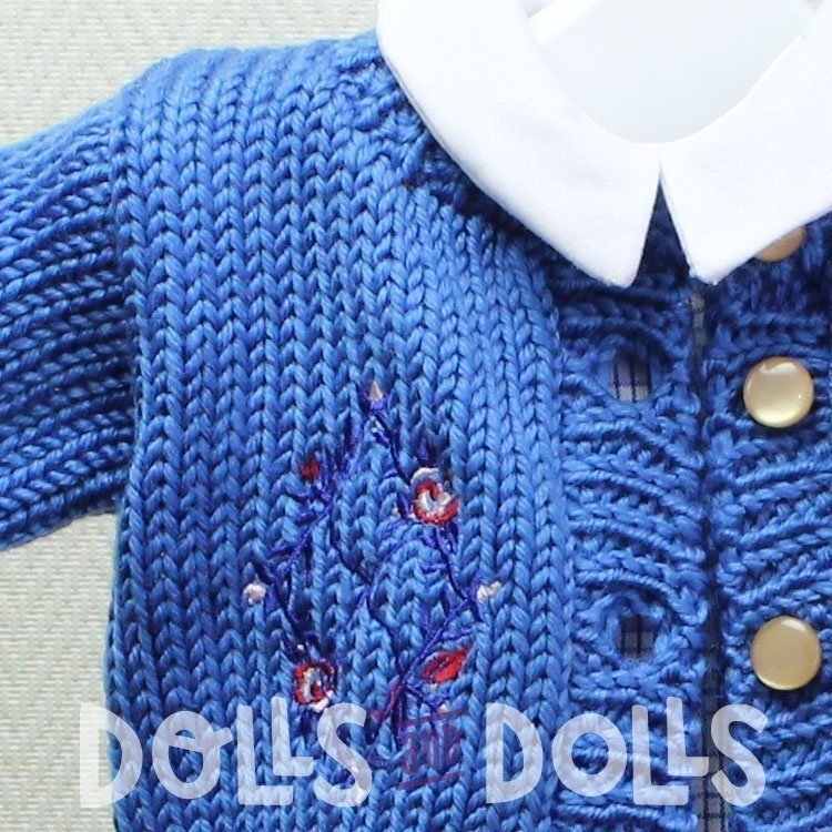 Ropa para muñecos Antonio Juan - Pelele con chaqueta azul de punto bordada 40-42 cm