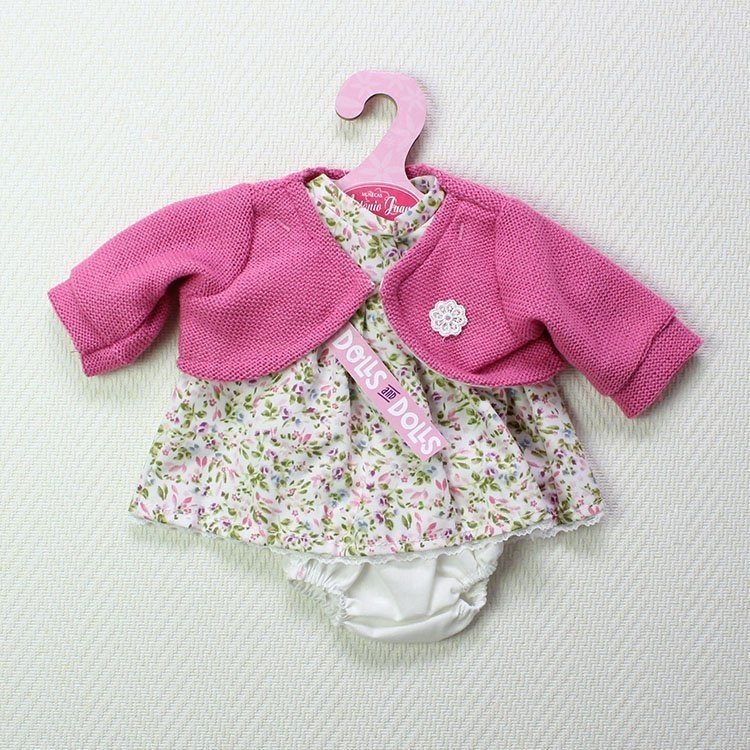 Ropa para muñecas Antonio Juan - Vestido floral con chaqueta fucsia 33-34 cm