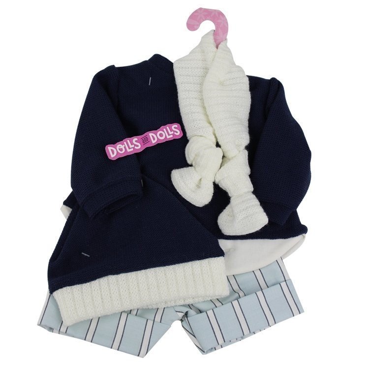 Ropa para muñecos Antonio Juan 40-42 cm - Conjunto azul marino con gorro y bufanda