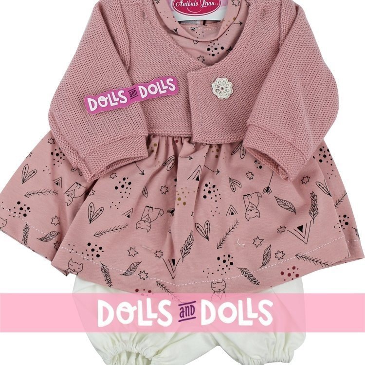 Ropa para muñecos Antonio Juan 40-42 cm - Vestido estampado rosa con chaqueta rosa