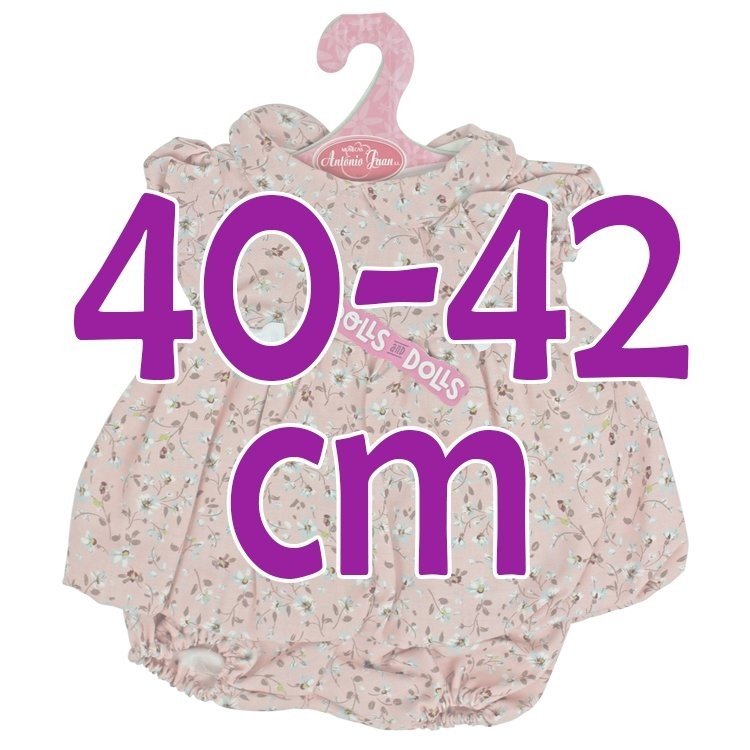 Ropa para muñecos Antonio Juan 40-42 cm - Vestido rosa de flores y braguita a juego