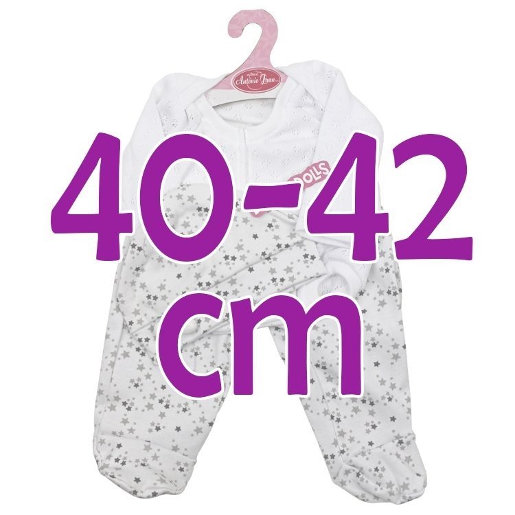 Ropa para muñecos Antonio Juan 40-42 cm - Pijama blanco de estrellas con gorro