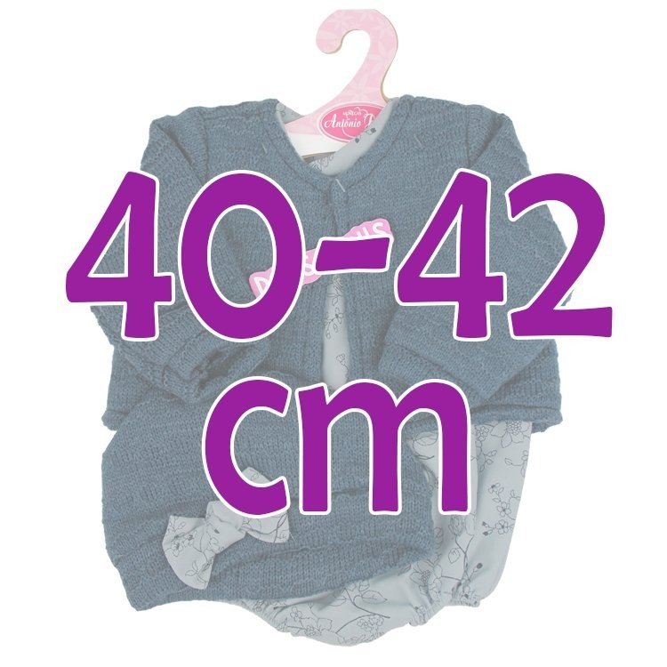 Ropa para muñecos Antonio Juan 40-42 cm - Pelele de flores azul marino con gorro y chaqueta