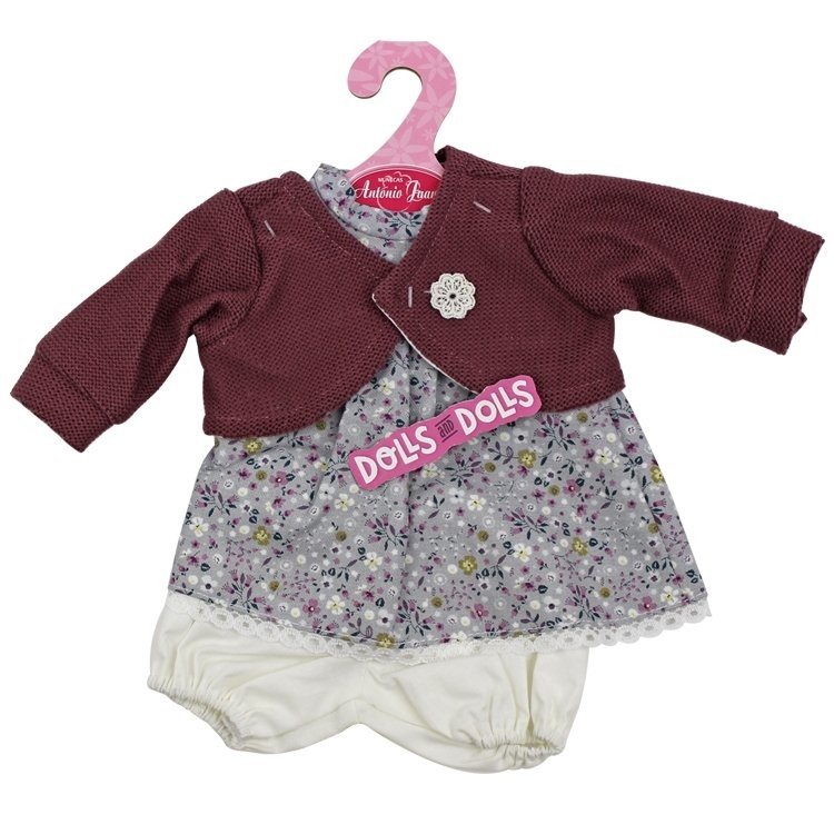 Ropa para muñecos Antonio Juan 33-34 cm - Conjunto estampado de flores con chaqueta color vino
